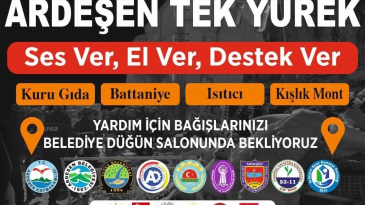 Haydi, Ardeşen ses ver, el ver, destek ver.