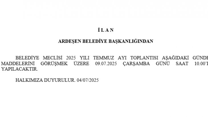 Temmuz Ayı Meclis Duyurusu