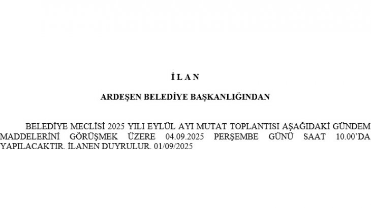 Eylül Ayı Meclis Duyurusu
